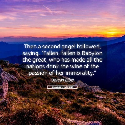 Picture 05 - Revelation 14:8 BSB - Then a second angel followed, saying, “Fallen, - Bible Verse Picture