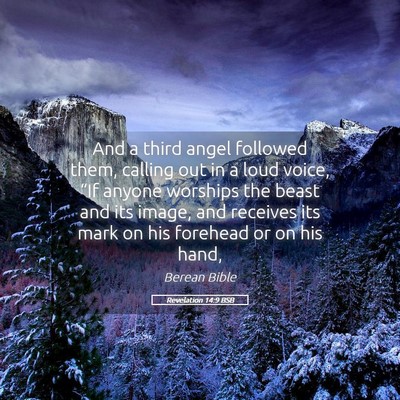 Picture 05 - Revelation 14:9 BSB - And a third angel followed them, calling out in a - Bible Verse Picture
