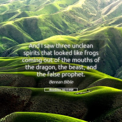 Picture 05 - Revelation 16:13 BSB - And I saw three unclean spirits that looked like - Bible Verse Picture