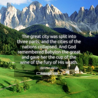 Picture 05 - Revelation 16:19 BSB - The great city was split into three parts, and - Bible Verse Picture