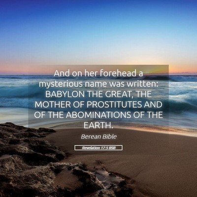 Picture 05 - Revelation 17:5 BSB - And on her forehead a mysterious name was - Bible Verse Picture
