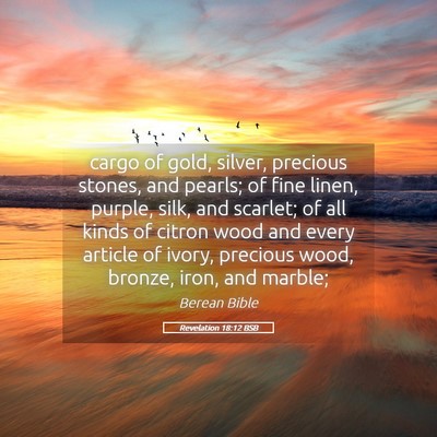 Picture 05 - Revelation 18:12 BSB - cargo of gold, silver, precious stones, and - Bible Verse Picture