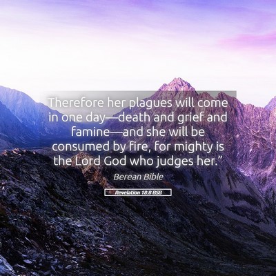 Picture 05 - Revelation 18:8 BSB - Therefore her plagues will come in one - Bible Verse Picture