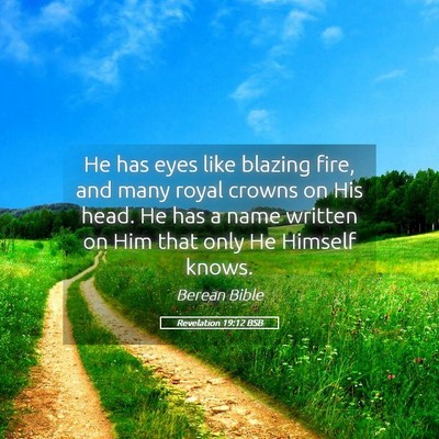 Picture 05 - Revelation 19:12 BSB - He has eyes like blazing fire, and many royal - Bible Verse Picture