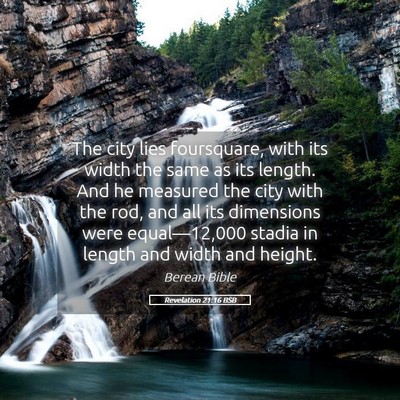 Picture 05 - Revelation 21:16 BSB - The city lies foursquare, with its width the same - Bible Verse Picture