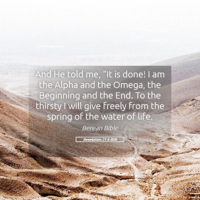 Picture 05 - Revelation 21:6 BSB - And He told me, “It is done! I am the Alpha and - Bible Verse Picture
