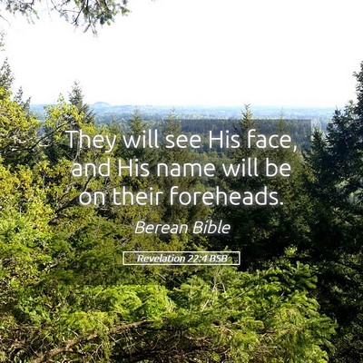 Picture 05 - Revelation 22:4 BSB - They will see His face, and His name will be on - Bible Verse Picture