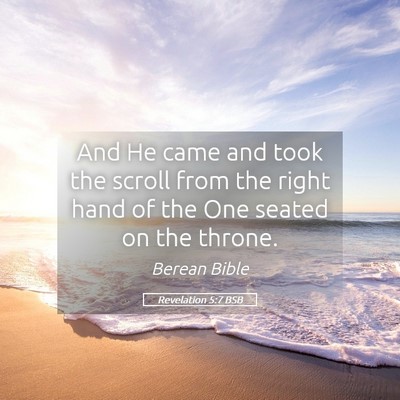 Picture 05 - Revelation 5:7 BSB - And He came and took the scroll from the right - Bible Verse Picture