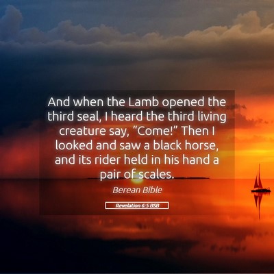 Picture 05 - Revelation 6:5 BSB - And when the Lamb opened the third seal, I heard - Bible Verse Picture