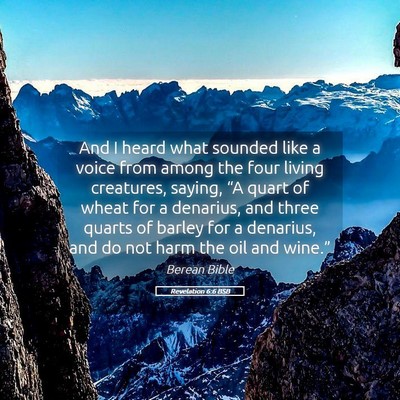 Picture 05 - Revelation 6:6 BSB - And I heard what sounded like a voice from among - Bible Verse Picture