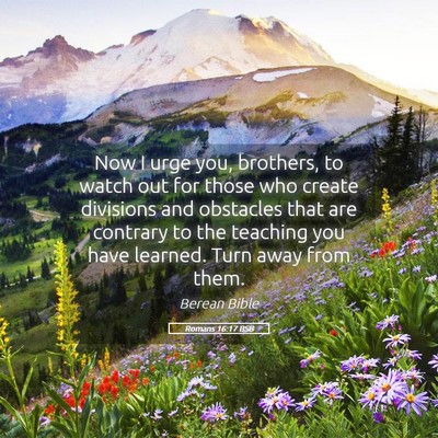 Picture 05 - Romans 16:17 BSB - Now I urge you, brothers, to watch out for those - Bible Verse Picture