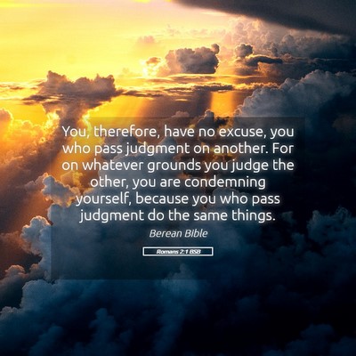 Picture 05 - Romans 2:1 BSB - You, therefore, have no excuse, you who pass - Bible Verse Picture