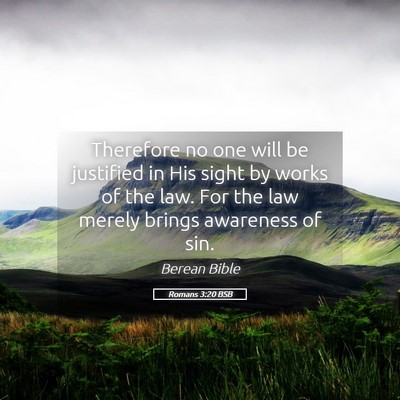 Picture 05 - Romans 3:20 BSB - Therefore no one will be justified in His sight - Bible Verse Picture