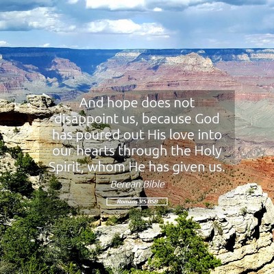 Picture 05 - Romans 5:5 BSB - And hope does not disappoint us, because God has - Bible Verse Picture