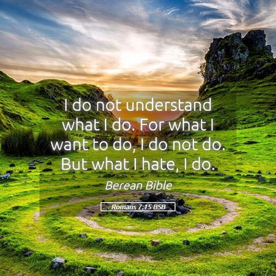 Picture 05 - Romans 7:15 BSB - I do not understand what I do. For what I want to - Bible Verse Picture
