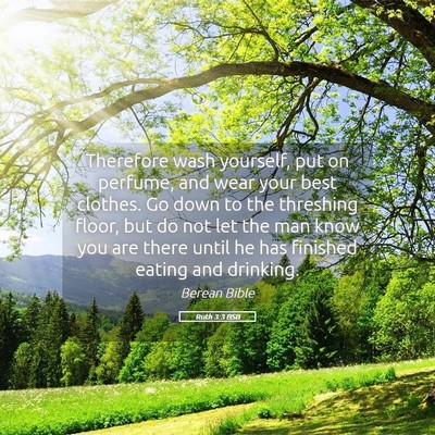 Picture 05 - Ruth 3:3 BSB - Therefore wash yourself, put on perfume, and wear - Bible Verse Picture
