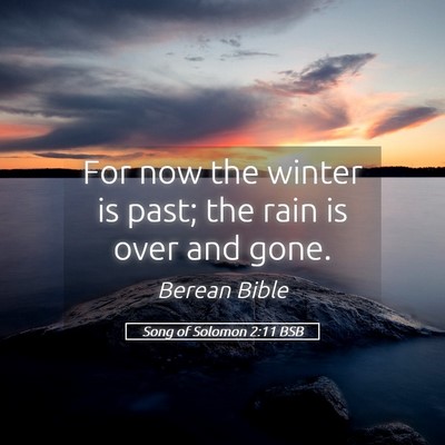 Picture 05 - Song of Solomon 2:11 BSB - For now the winter is past; the rain is over and - Bible Verse Picture