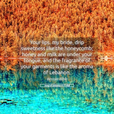 Picture 05 - Song of Solomon 4:11 BSB - Your lips, my bride, drip sweetness like the - Bible Verse Picture