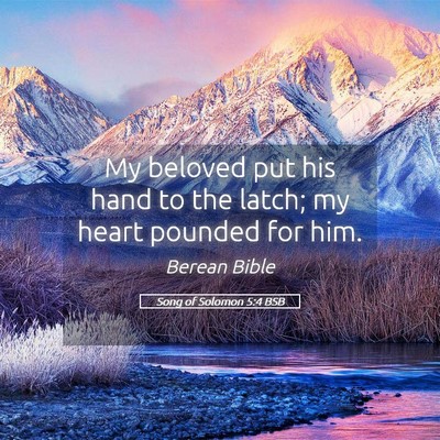 Picture 05 - Song of Solomon 5:4 BSB - My beloved put his hand to the latch; my heart - Bible Verse Picture