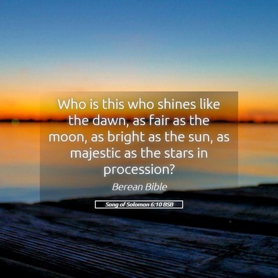 Picture 05 - Song of Solomon 6:10 BSB - Who is this who shines like the dawn, as fair as - Bible Verse Picture