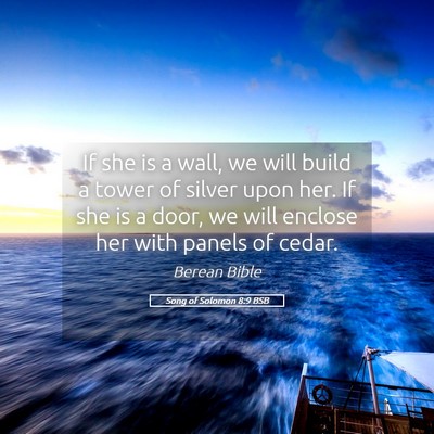 Picture 05 - Song of Solomon 8:9 BSB - If she is a wall, we will build a tower of silver - Bible Verse Picture
