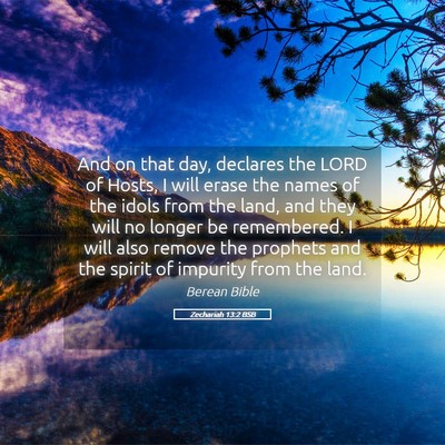 Picture 05 - Zechariah 13:2 BSB - And on that day, declares the LORD of Hosts, I - Bible Verse Picture