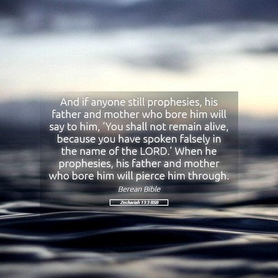Picture 05 - Zechariah 13:3 BSB - And if anyone still prophesies, his father and - Bible Verse Picture