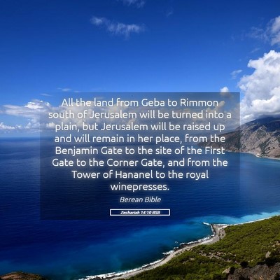 Picture 05 - Zechariah 14:10 BSB - All the land from Geba to Rimmon south of - Bible Verse Picture