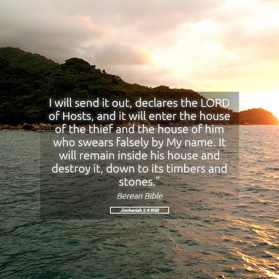 Picture 05 - Zechariah 5:4 BSB - I will send it out, declares the LORD of Hosts, - Bible Verse Picture