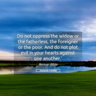 Picture 05 - Zechariah 7:10 BSB - Do not oppress the widow or the fatherless, the - Bible Verse Picture