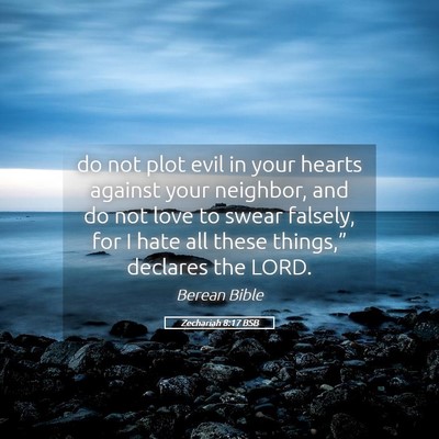 Picture 05 - Zechariah 8:17 BSB - do not plot evil in your hearts against your - Bible Verse Picture