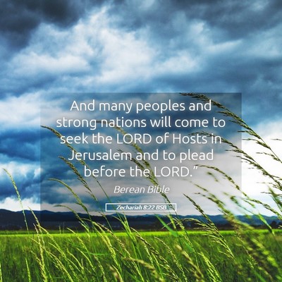 Picture 05 - Zechariah 8:22 BSB - And many peoples and strong nations will come to - Bible Verse Picture