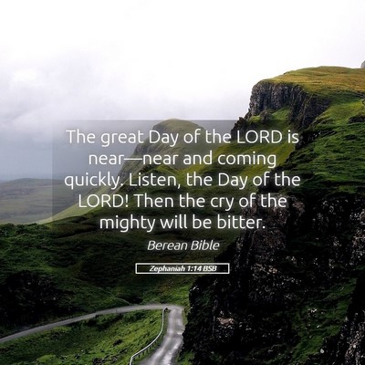 Picture 05 - Zephaniah 1:14 BSB - The great Day of the LORD is near—near and - Bible Verse Picture