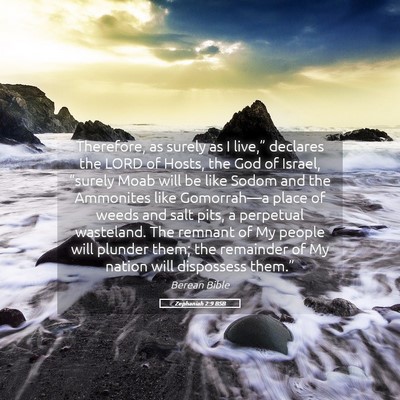 Picture 05 - Zephaniah 2:9 BSB - Therefore, as surely as I live,” declares the - Bible Verse Picture