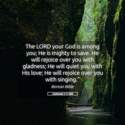 Picture 05 - Zephaniah 3:17 BSB - The LORD your God is among you; He is mighty to - Bible Verse Picture