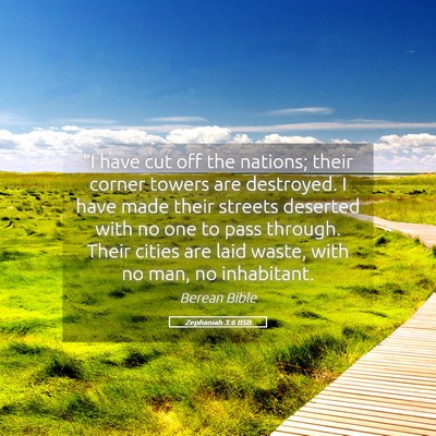 Picture 05 - Zephaniah 3:6 BSB - “I have cut off the nations; their corner - Bible Verse Picture