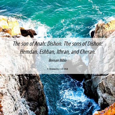Picture 06 - 1 Chronicles 1:41 BSB - The son of Anah: Dishon. The sons of Dishon: - Bible Verse Picture