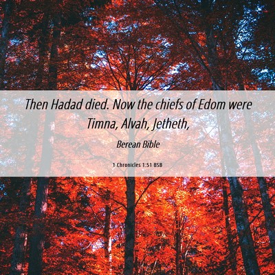 Picture 06 - 1 Chronicles 1:51 BSB - Then Hadad died. Now the chiefs of Edom were - Bible Verse Picture