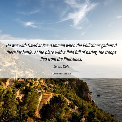 Picture 06 - 1 Chronicles 11:13 BSB - He was with David at Pas-dammim when the - Bible Verse Picture