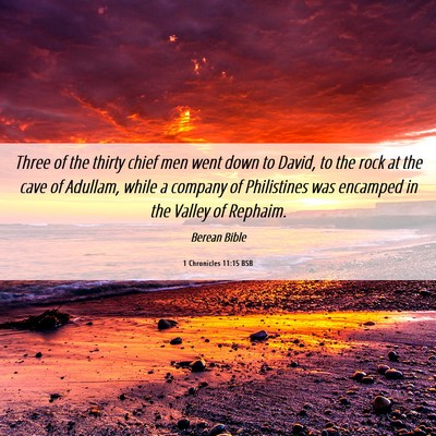 Picture 06 - 1 Chronicles 11:15 BSB - Three of the thirty chief men went down to David, - Bible Verse Picture