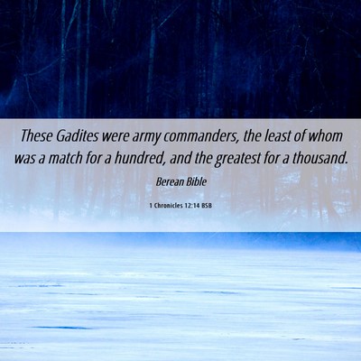 Picture 06 - 1 Chronicles 12:14 BSB - These Gadites were army commanders, the least of - Bible Verse Picture