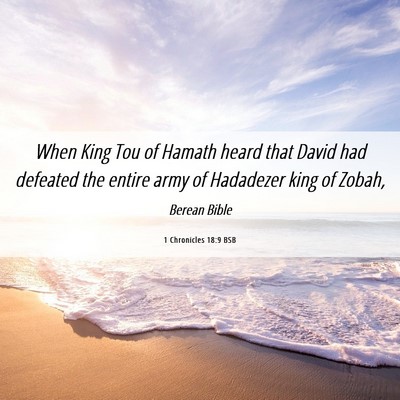 Picture 06 - 1 Chronicles 18:9 BSB - When King Tou of Hamath heard that David had - Bible Verse Picture