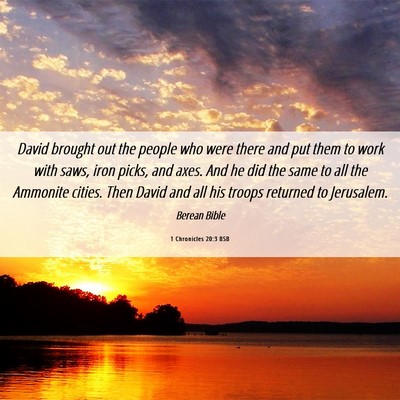 Picture 06 - 1 Chronicles 20:3 BSB - David brought out the people who were there and - Bible Verse Picture