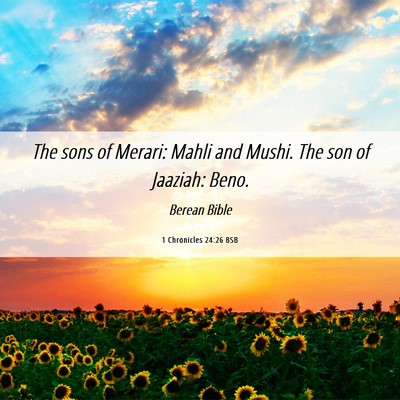 Picture 06 - 1 Chronicles 24:26 BSB - The sons of Merari: Mahli and Mushi. The son of - Bible Verse Picture