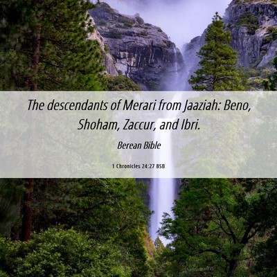 Picture 06 - 1 Chronicles 24:27 BSB - The descendants of Merari from Jaaziah: Beno, - Bible Verse Picture