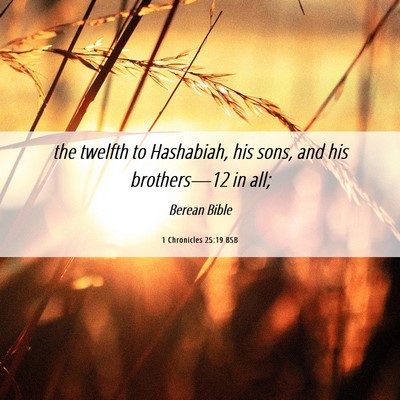 Picture 06 - 1 Chronicles 25:19 BSB - the twelfth to Hashabiah, his sons, and his - Bible Verse Picture