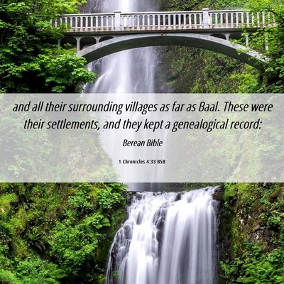 Picture 06 - 1 Chronicles 4:33 BSB - and all their surrounding villages as far as - Bible Verse Picture