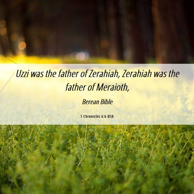 Picture 06 - 1 Chronicles 6:6 BSB - Uzzi was the father of Zerahiah, Zerahiah was the - Bible Verse Picture