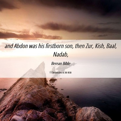 Picture 06 - 1 Chronicles 8:30 BSB - and Abdon was his firstborn son, then Zur, Kish, - Bible Verse Picture