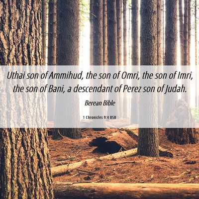 Picture 06 - 1 Chronicles 9:4 BSB - Uthai son of Ammihud, the son of Omri, the son of - Bible Verse Picture